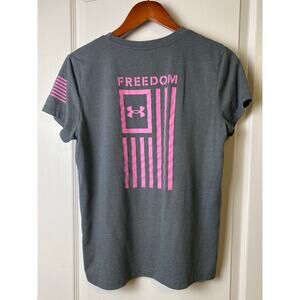 Under Armour Youth Gray and Pink Freedom Flag Short Sleeve T-shirt Size Medium